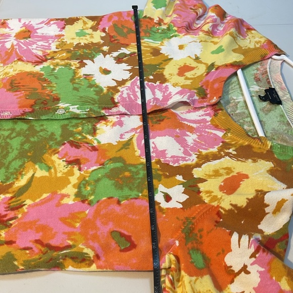 Talbots Woman Pima Cotton Bright Artsy Floral Button Front Cardigan Sweater 1X - Picture 7 of 8